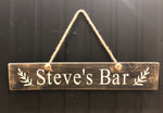 Personalised wooden named bar sign