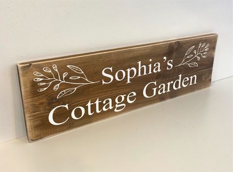 Personalised rustic cottage garden handmade wooden sign