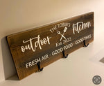 Personalised outdoor kitchen handmade wooden sign