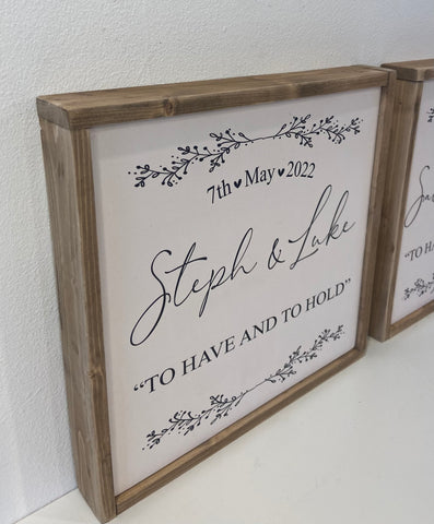 A wedding laurel "To have and to hold"  handmade wooden sign