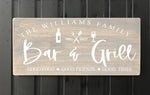 Personalised wooden Rustic bar and grill sign