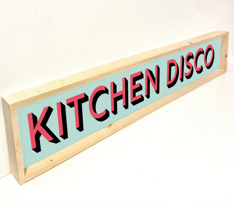 Kitchen disco- personalise your own ,handmade wooden retro sign