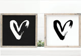 A sketched heart sign (Black and white) - Handmade wooden sign