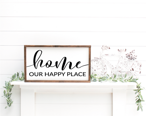 Home our happy place handmade wooden sign