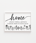 Home where family gathers handmade wooden sign