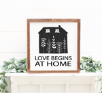 Love begins at home handmade wooden sign