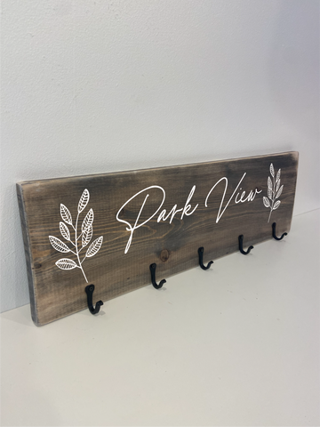 Personalised rustic handmade wooden house name coat rack / sign with hooks