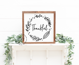 Thankful wreath handmade wooden framed sign